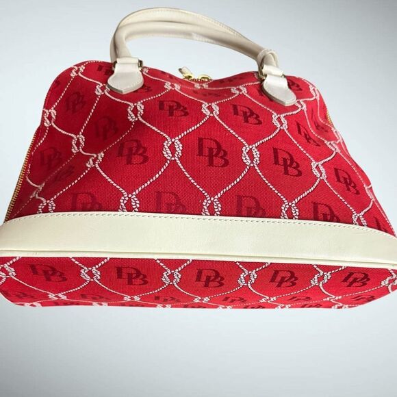 Dooney & Bourke Authenticated Red Canvas / Cream Leather - Excellent Condition - Picture 7 of 10